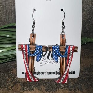 Patriotic Cross Earrings